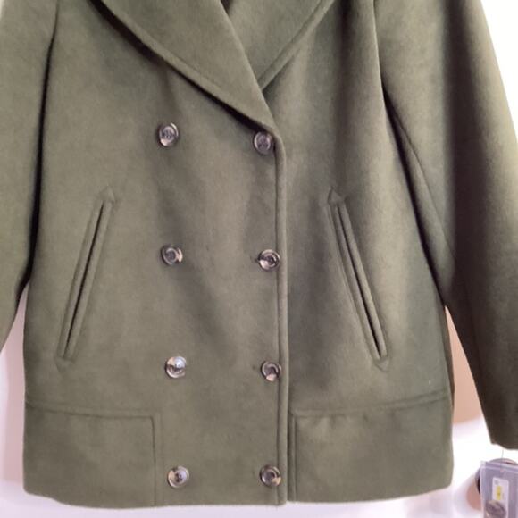 NWT Kenneth Cole Pea Coat- Size Medium Womens -Wool-Blend - Olive green - Picture 3 of 8